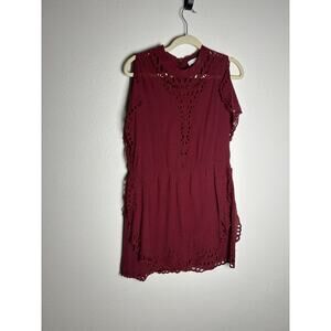 Iro Caidy Red/Wine Lace Eyelet Sleeveless Mini Dress 38/M